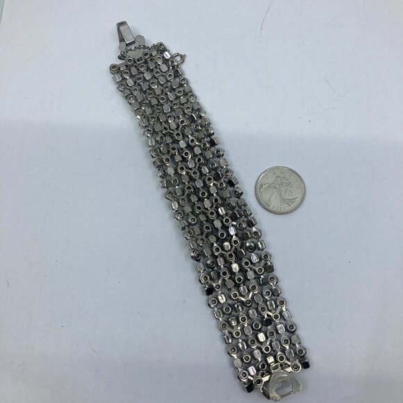 Vtg 1950 TRIAD ? blue borealis crystal rhinestone chunky bracelet - Picture 4 of 4